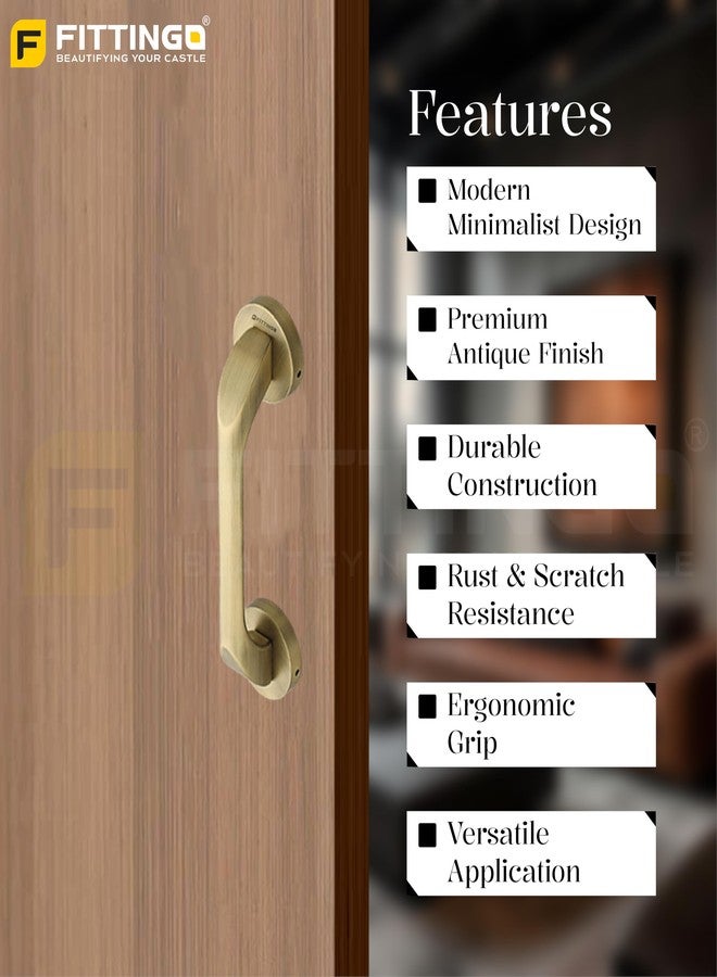 Fittingo Premium Main Door Handle 9 Inch | Zinc Alloy Antique Pull Push Handle | Contemporary Stylish Door Handle for Home, Office & Hotels | Hole to Hole 160mm | Pack of 1 | 3 Years Warranty - Image 3